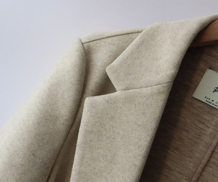 เสื้อโค้ท เสื้อโค้ทกันหนาว โค้ทวูล tailored knot coat สีเบจ แบรนด์ STRADIVARIUS สำเนา