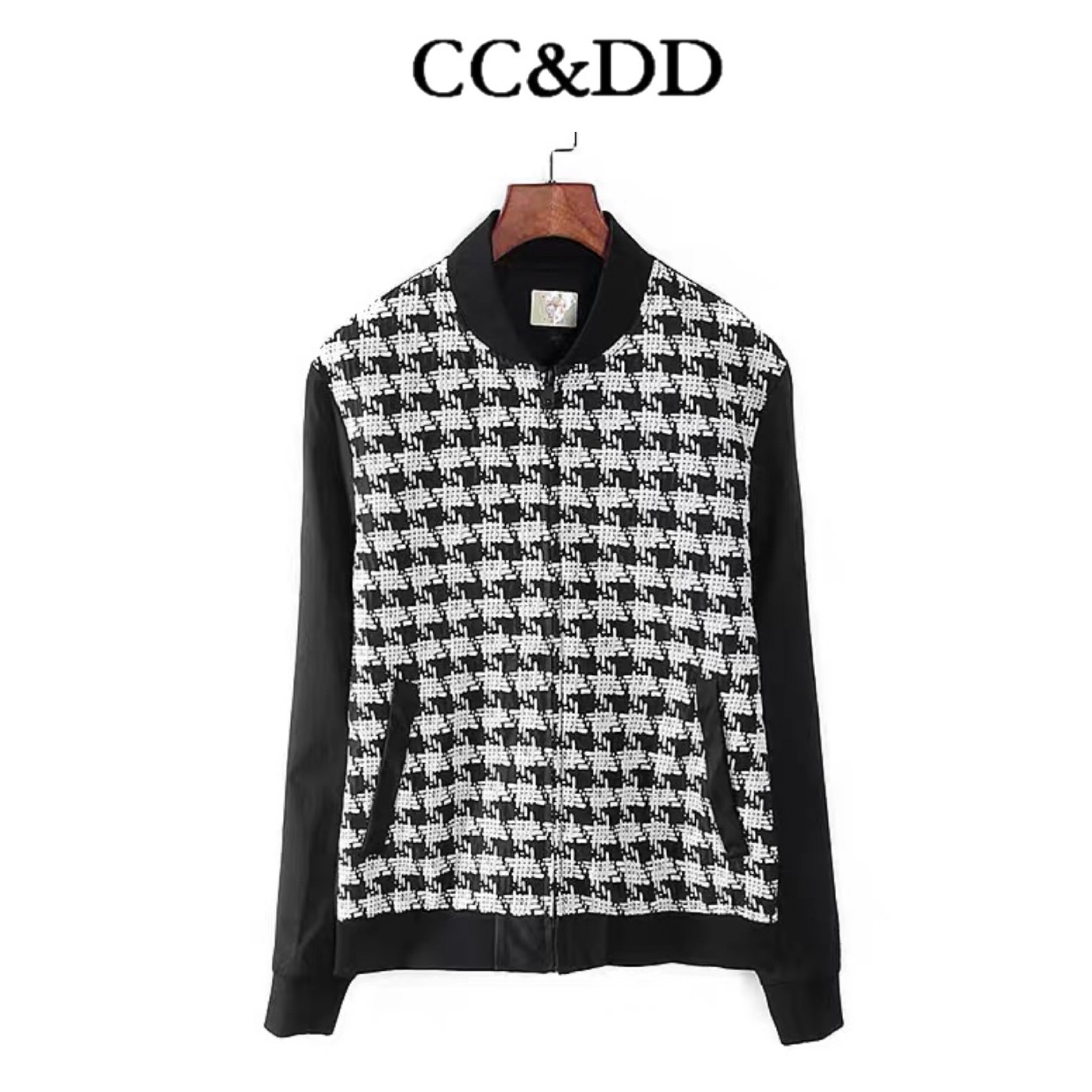 เสื้อคลุม เสื้อวอร์ม เสื้อนอก แจ็คเก็ต พิมพ์ลาย แบรนด์ CC&Dd สำเนา เทาดำ