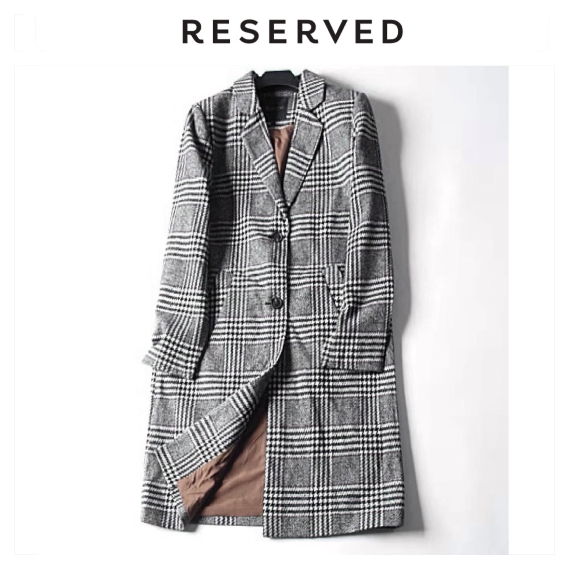 เสื้อโค้ท เสื้อกันหนาว เนื้อผ้าสักหลาดวูล checked coat แบรนด์ reserved สำเนา สำเนา