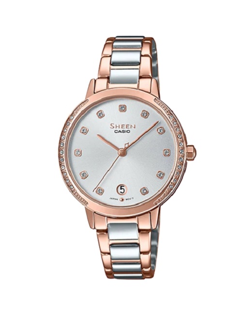 CASIO SHEEN นาฬิกาข้อมือ นาฬิกากันน้ำ นาฬิกาของแท้ ประกันศูนย์ CMG 1 ปี รุ่น SHE-4056SPG-7A นาฬิกาสีเงิน
