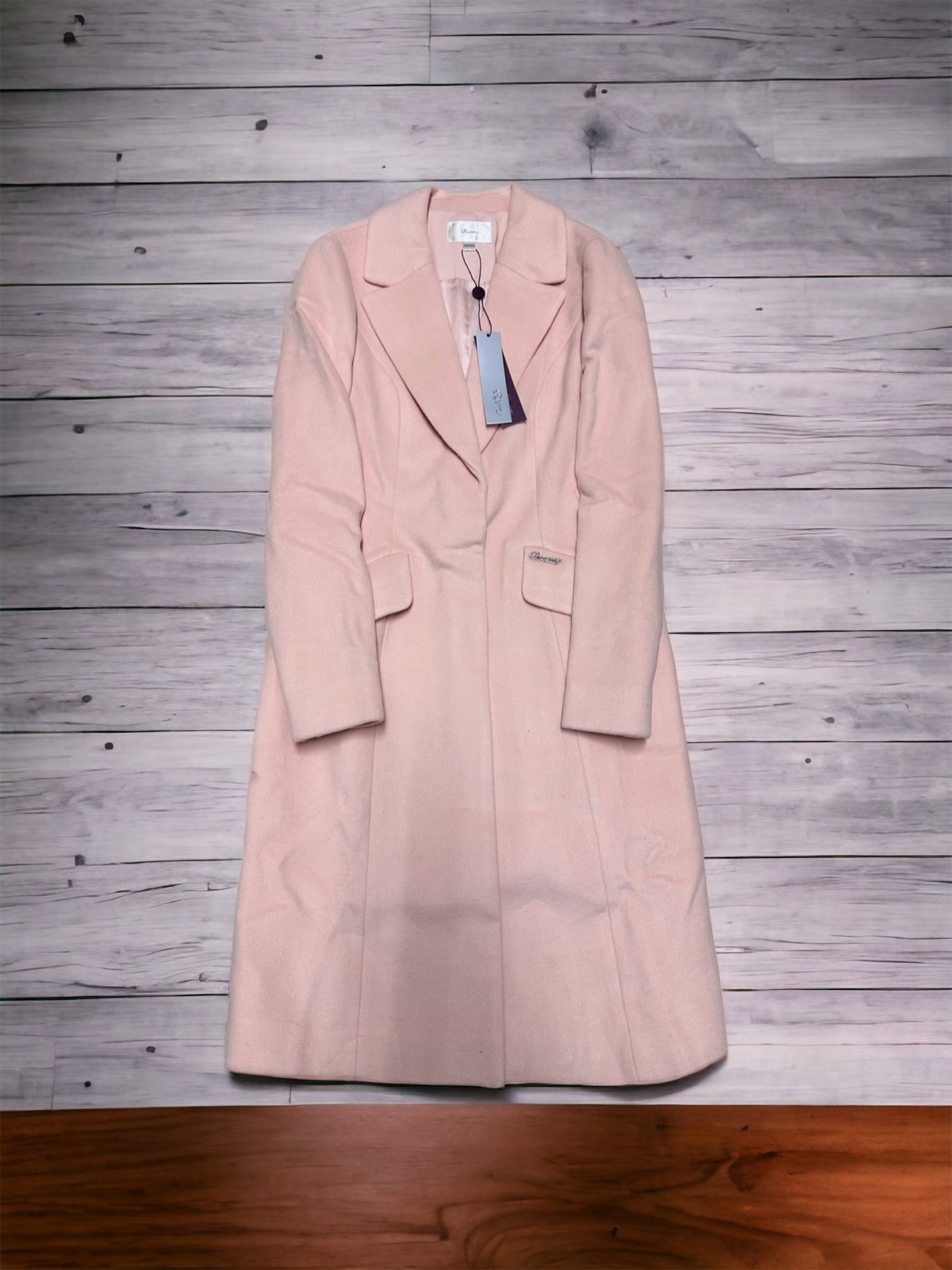 เสื้อโค้ทวูล Trench coat เสื้อโค้ทเฟอร์ โค้ทสักหลาดสีชมพูอ่อน แบรนด์ Roem