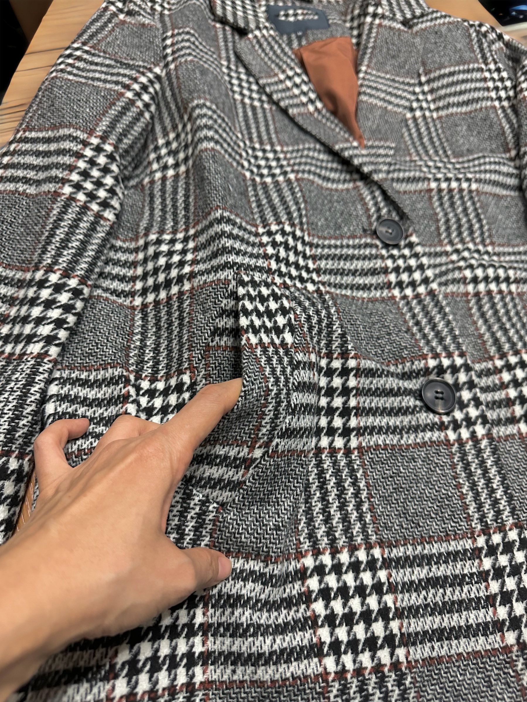 เสื้อโค้ท เสื้อกันหนาว เนื้อผ้าสักหลาดวูล checked coat แบรนด์ reserved สำเนา สำเนา