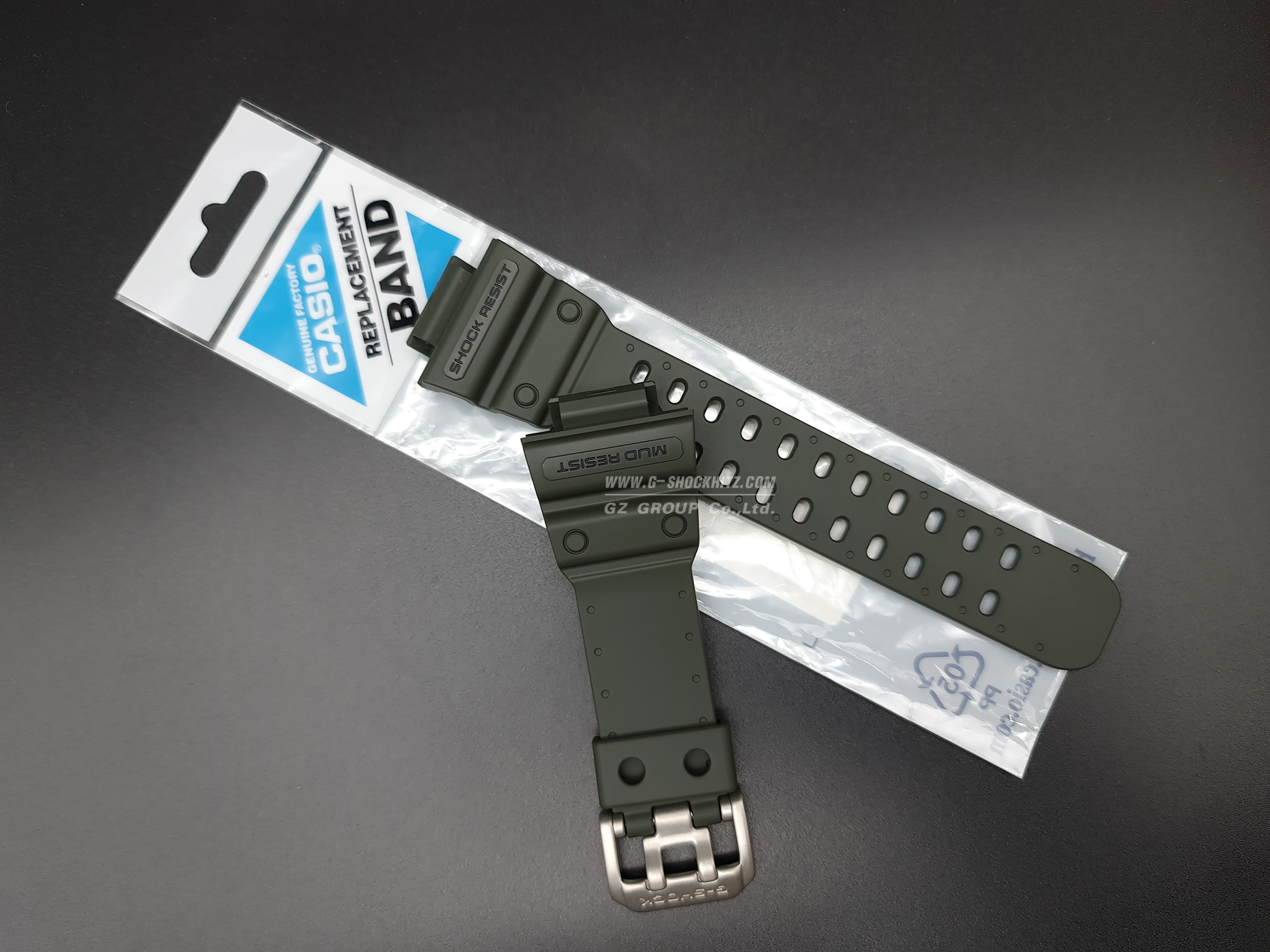 CASIO GENUINE FACTORY CASIO REPLACEMENT อะไหล่นาฬิกา G-SHOCK รุ่น GXW-56KG-3/GX-56KG-3 กรอบสายสีเขียว