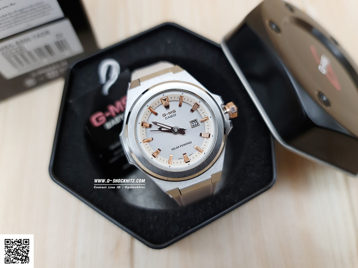 CASIO MID YEAR SALE G-MS นาฬิกาข้อมือ นาฬิกากันน้ำ นาฬิกาของแท้ ประกันศูนย์ CMG 1 ปี รุ่น MSG-S500-7A นาฬิกาสีขาว