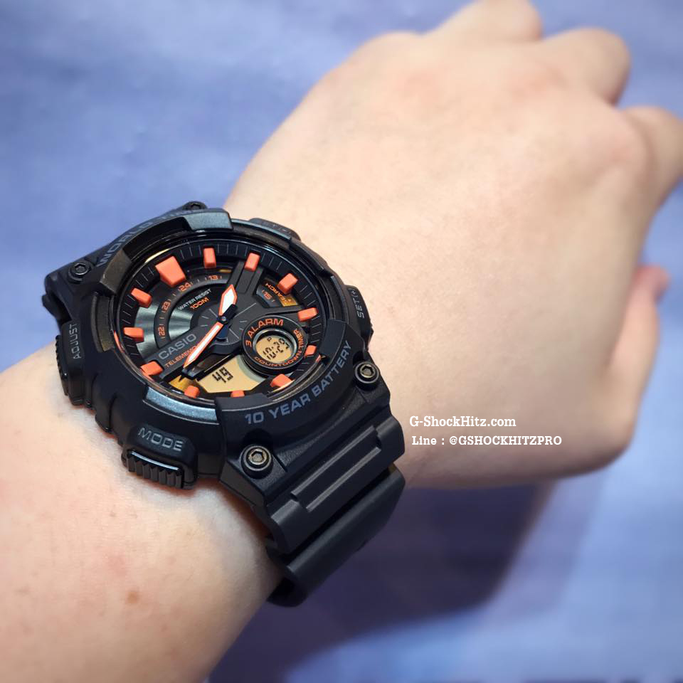 CASIO นาฬิกาคาสิโอ นาฬิกาข้อมือ นาฬิกากันน้ำ นาฬิกาของแท้ ประกันศูนย์ CMG 1 ปี รุ่น AEQ-110W-1A2 นาฬิกาสีดำ