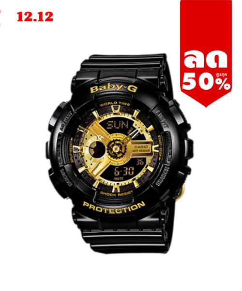 CASIO BABY-G นาฬิกาข้อมือ นาฬิกากันน้ำ นาฬิกาของแท้ ประกันศูนย์ CMG 1 ปี รุ่น BA-110-1A นาฬิกาสีดำ