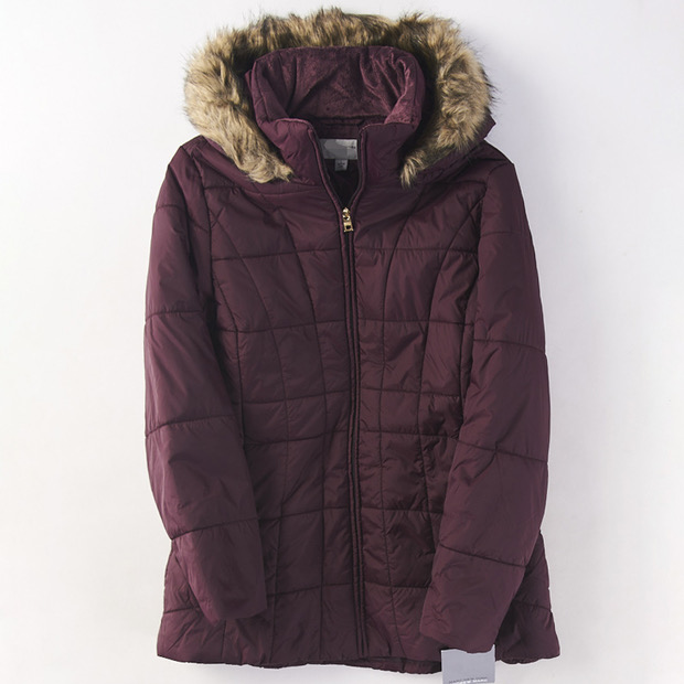 เสื้อโค้ท เสื้อกันหนาว ฮู้ด บุนวมอุ่น เนื้อผ้าสังเคราะห์ MARK NEW YORK (Padded puffer coat) ขาว