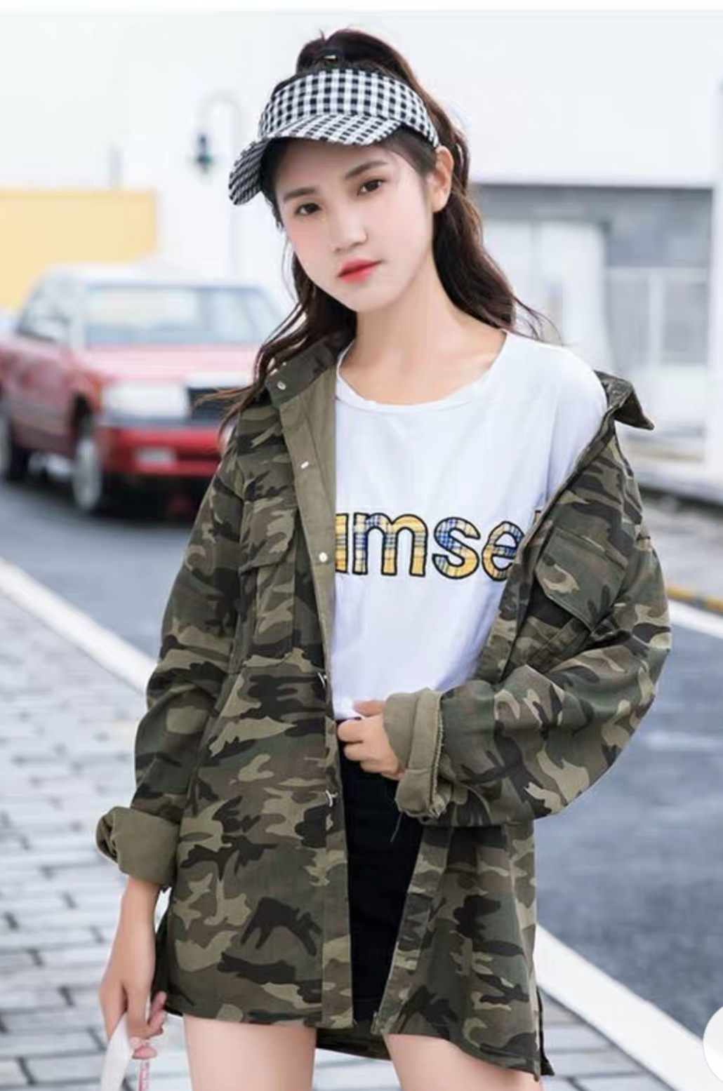 เสื้อเขียวทหาร เสื้อนอก เสื้อคลุมลายพราง แนวทหาร แพทเทินสวย เท่ห์มาก คะ ลายพราง