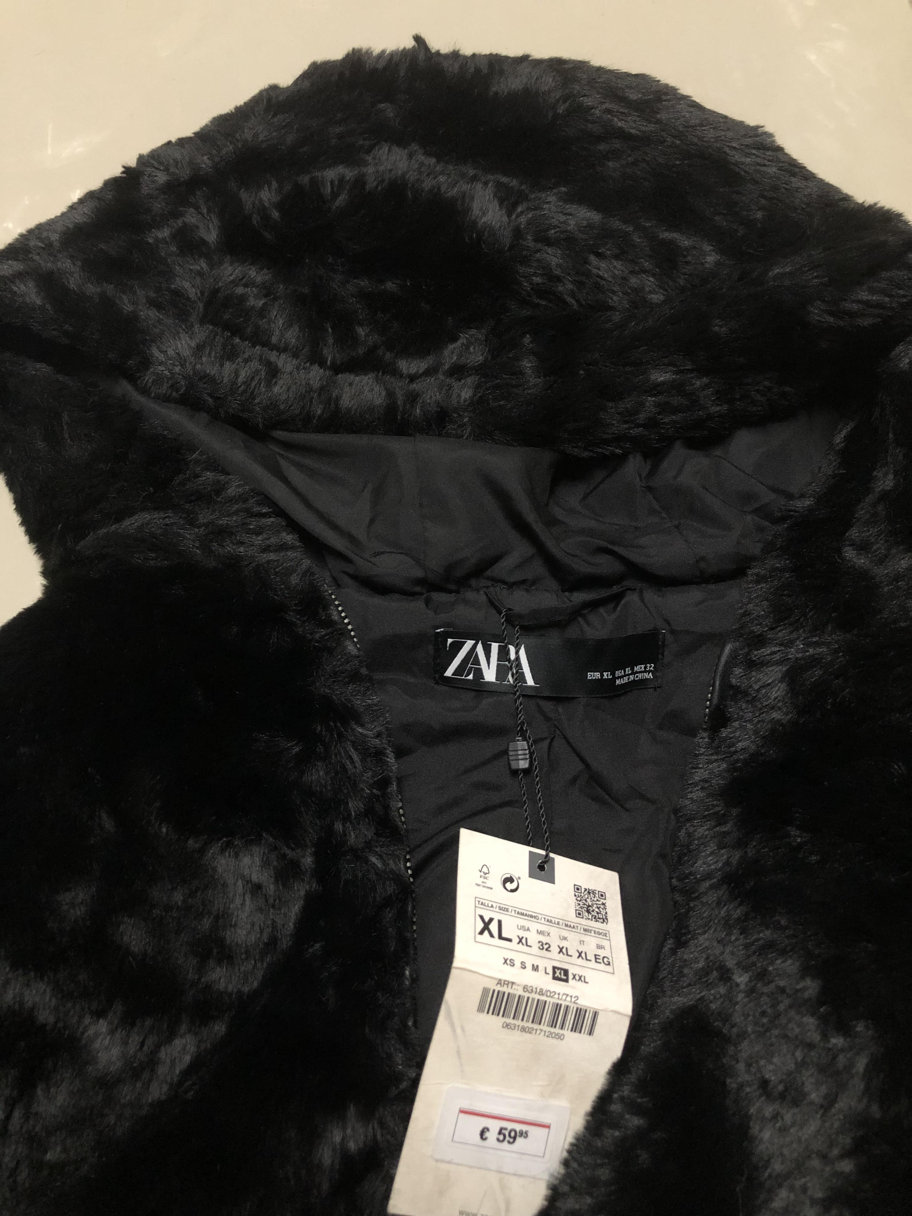 pepco เสื้อเฟอร์กันหนาว หมวกฮู้ด เสื้อขน FLUFFY Coat แบรนด์ PEPCO ดำ / เบจ