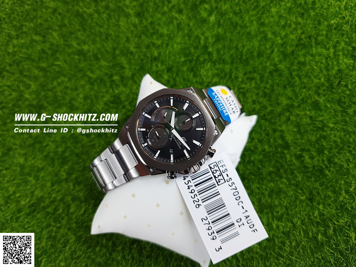 CASIO EDIFICE นาฬิกาข้อมือ นาฬิกากันน้ำ นาฬิกาของแท้ ประกันศูนย์ CMG 1 ปี รุ่น EFS-S570DC-1A นาฬิกาสีดำ