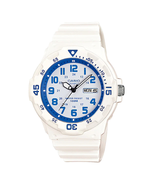 CASIO นาฬิกาคาสิโอ นาฬิกาข้อมือ นาฬิกากันน้ำ นาฬิกาของแท้ ประกันศูนย์ CMG 1 ปี รุ่น MRW-200HC-7B2 นาฬิกาสีขาว