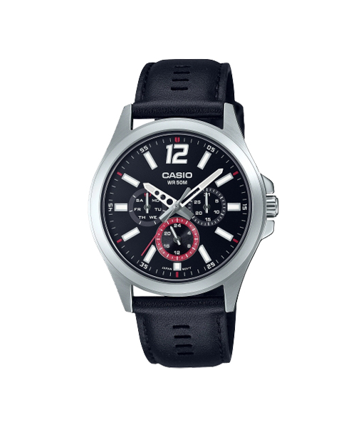CASIO นาฬิกาคาสิโอ นาฬิกาข้อมือ นาฬิกากันน้ำ นาฬิกาของแท้ ประกันศูนย์ CMG 1 ปี รุ่น MTP-E350L-1B นาฬิกาสีดำ