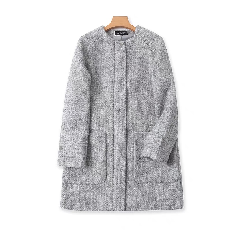 SFERA เสื้อโค้ดกันหนาว เสื้อกันหนาว overcoat โค้ทวูล สีเทา สักหลาด ผสมวูล คอปก แบรนด์ SFERA เทาอ่อน