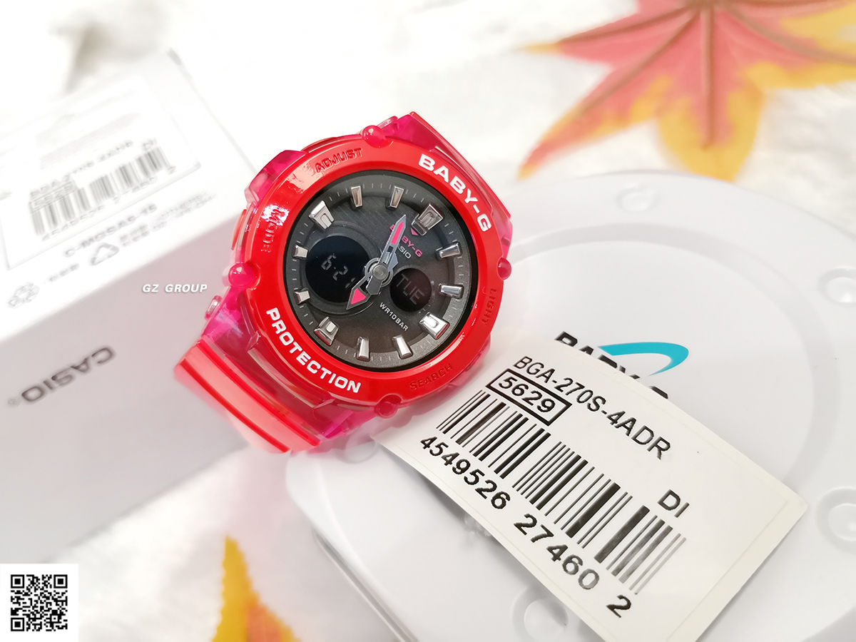 CASIO BABY-G นาฬิกาข้อมือ นาฬิกากันน้ำ นาฬิกาของแท้ ประกันศูนย์ CMG 1 ปี รุ่น BGA-270S-4A นาฬิกาสีชมพู
