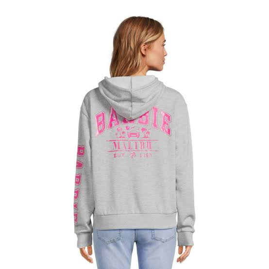 Barbie Malibu Barbie Sweatshirt Zip Hoodie เสื้อฮู้ด Barbie สีเทา น้ำเงิน