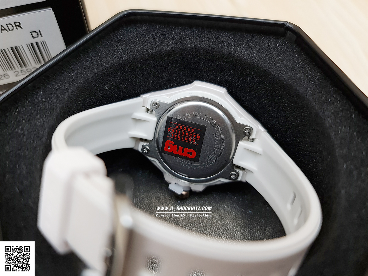 CASIO MID YEAR SALE G-MS นาฬิกาข้อมือ นาฬิกากันน้ำ นาฬิกาของแท้ ประกันศูนย์ CMG 1 ปี รุ่น MSG-S500-7A นาฬิกาสีขาว
