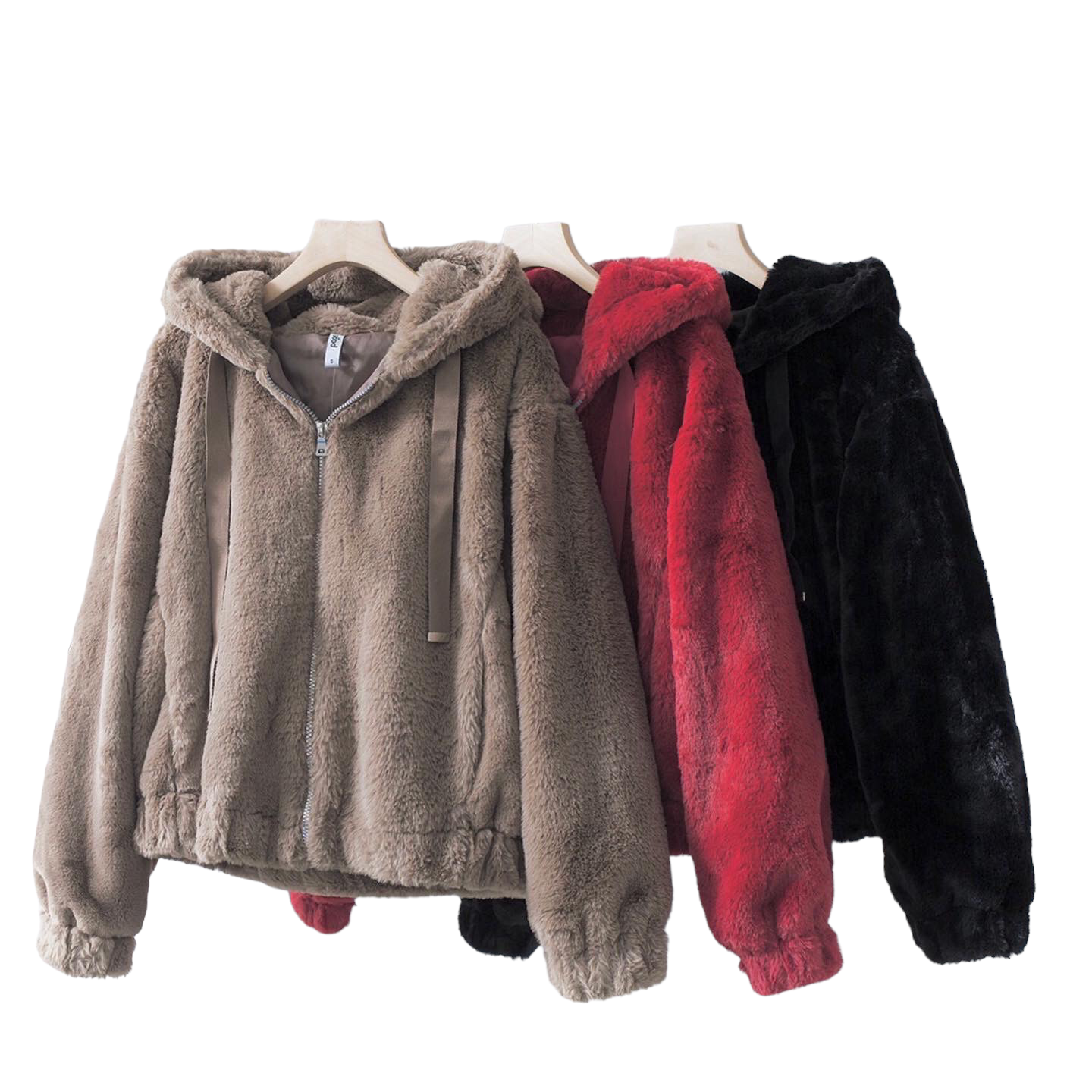 Page one เสื้อเฟอร์กันหนาว หมวกฮู้ด เสื้อขน Fluffy coat แบรนด์ page One ดำ