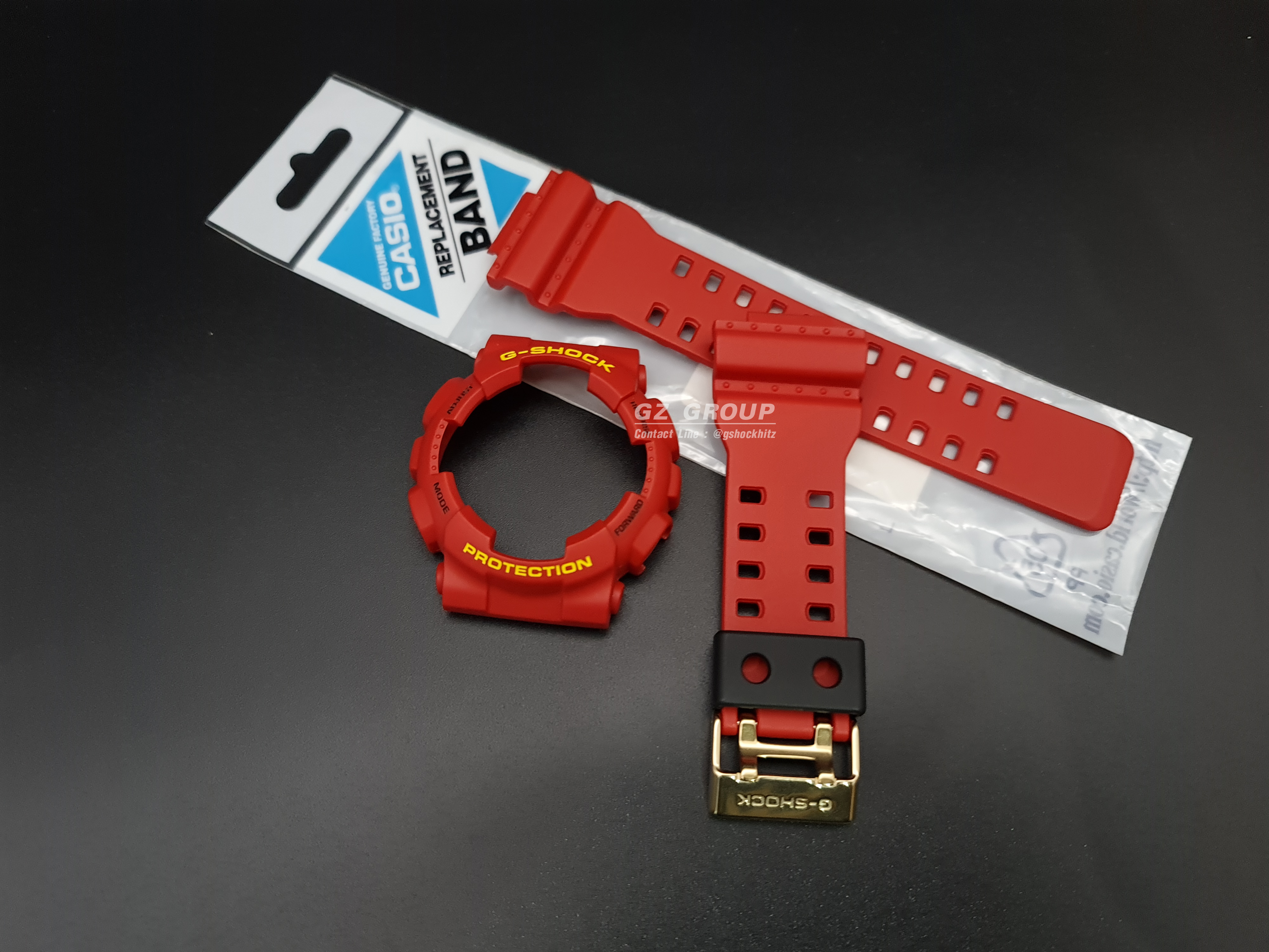 CASIO GENUINE FACTORY CASIO REPLACEMENT อะไหล่นาฬิกา G-SHOCK พร้อมส่ง รุ่น GD-100RF-4 กรอบสายสีแดง