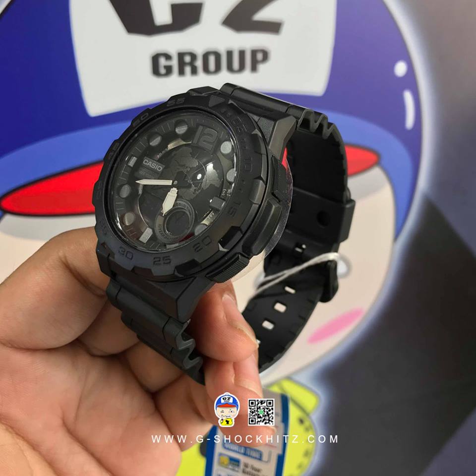 CASIO นาฬิกาคาสิโอ นาฬิกาข้อมือ นาฬิกากันน้ำ นาฬิกาของแท้ ประกันศูนย์ CMG 1 ปี รุ่น AEQ-100W-1B นาฬิกาสีดำ