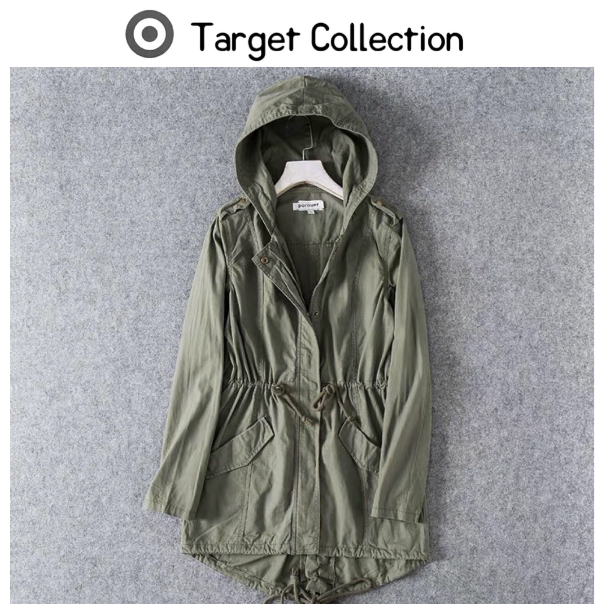 Target collection เสื้อฮู้ดทหาร เสื้อคลุม สีเขียวทหาร หมวกฮู้ด เสื้อปาร์กา เสื้อ นอก แบรนด์ TARGET COLLECTION เท่ห์มากคะ Size S/M/L/XL สำเนา เขียว