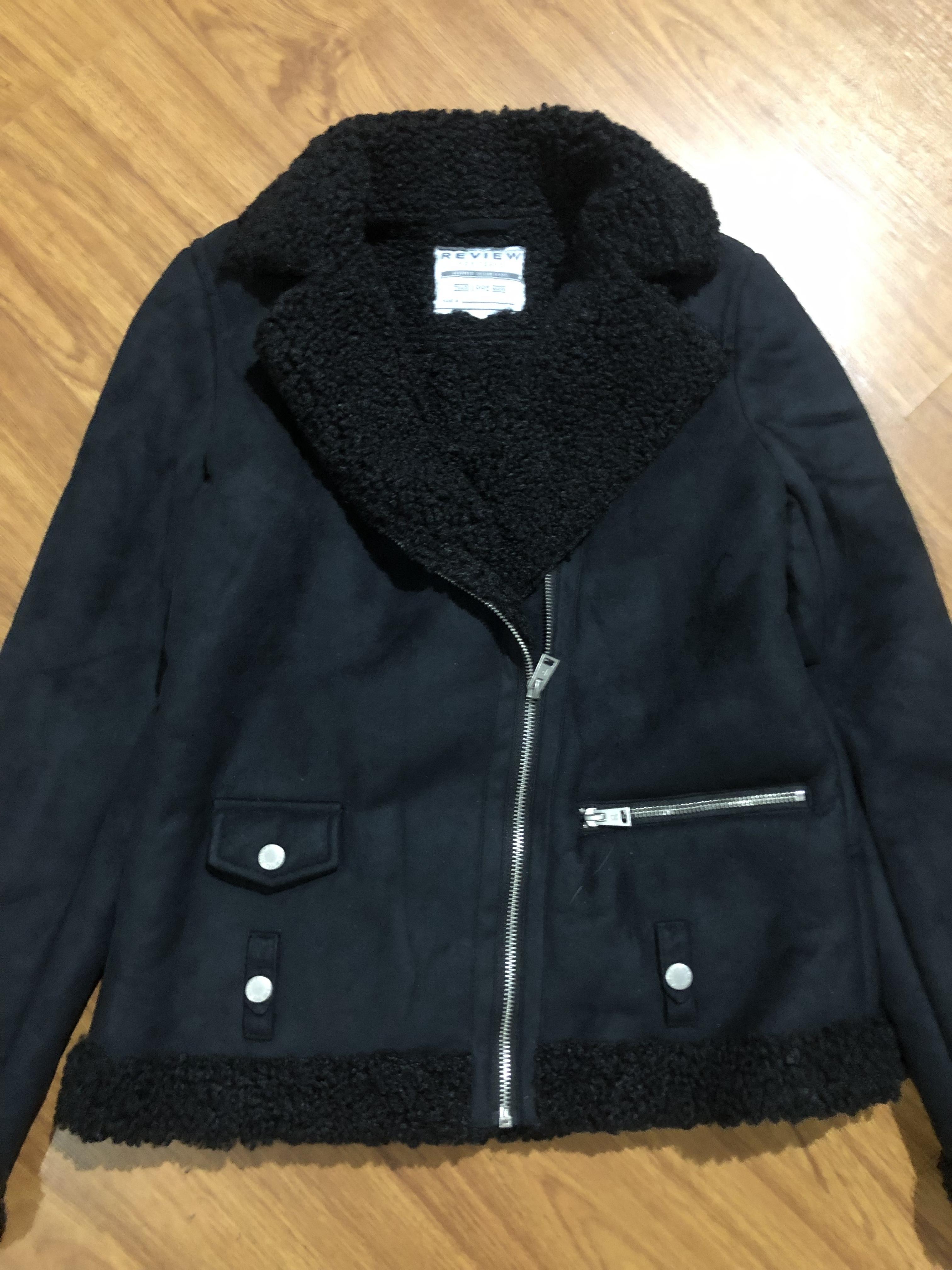 เสื้อโค้ท กันหนาว Pea coat หนังกลับ สีดำ REVIEW ดำ