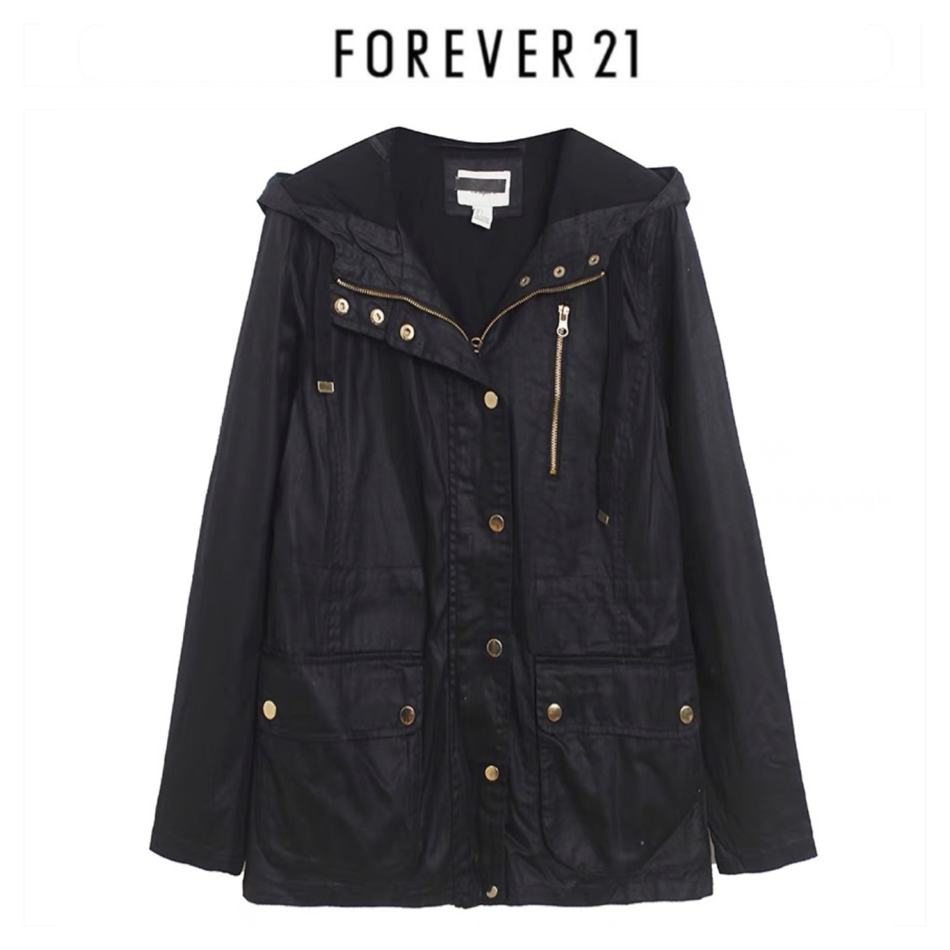 Forever21 เสื้อแจ็คเก็ต เสื้อนอก เสื้อนอกแนวทหาร แพทเทินสวย มีเชือกดึงเอวด้านใน เท่ห์มาก แบรน์ Forever21 เขียว