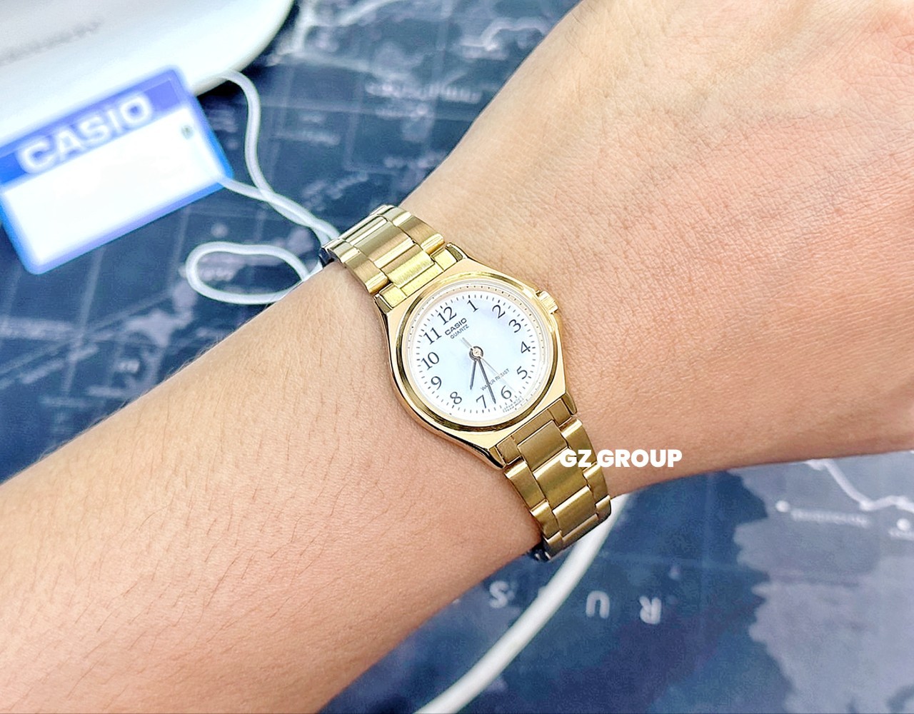 CASIO MID YEAR SALE นาฬิกาคาสิโอ พร้อมส่ง นาฬิกาข้อมือ นาฬิกากันน้ำ นาฬิกาของแท้ BTS ประกันศูนย์ CMG 1 ปี รุ่น LTP-1130N-7B นาฬิกาสีทอง