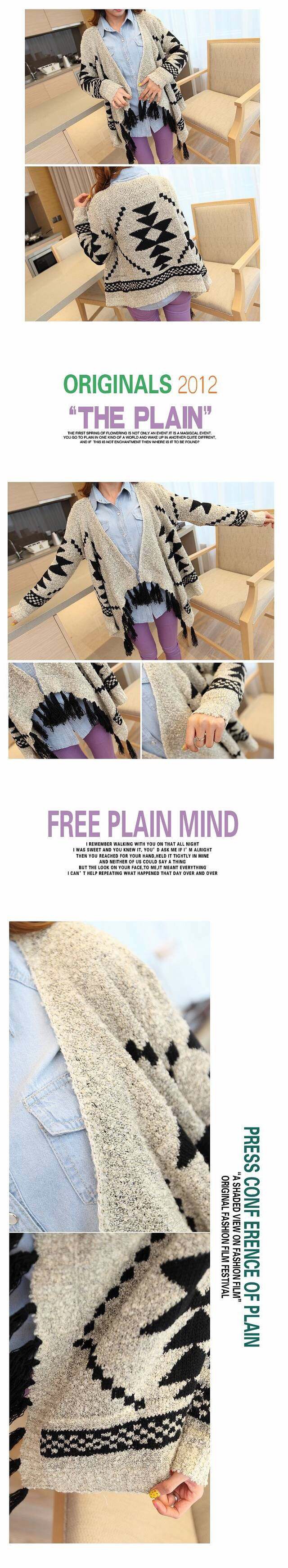 เสื้อหนาว ไหมพรมแซมดิ้นเงิน ลายถักชนเผ่า ชายแต่งพู่ งานZARA KNIT