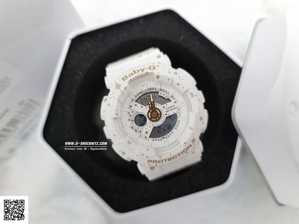 CASIO BABY-G นาฬิกาข้อมือ นาฬิกากันน้ำ นาฬิกาของแท้ ประกันศูนย์ CMG 1 ปี รุ่น BA-110ST-7A นาฬิกาสีขาว