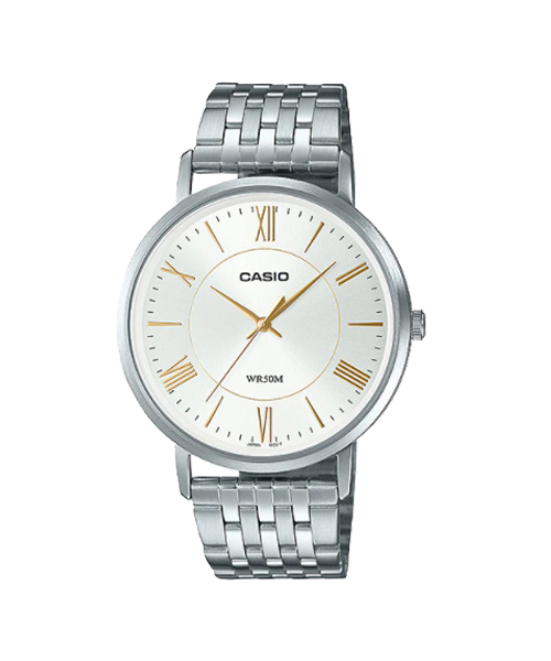 CASIO นาฬิกาคาสิโอ นาฬิกาข้อมือ นาฬิกากันน้ำ นาฬิกาของแท้ ประกันศูนย์ CMG 1 ปี รุ่น MTP-B110D-7A นาฬิกาสีเงิน