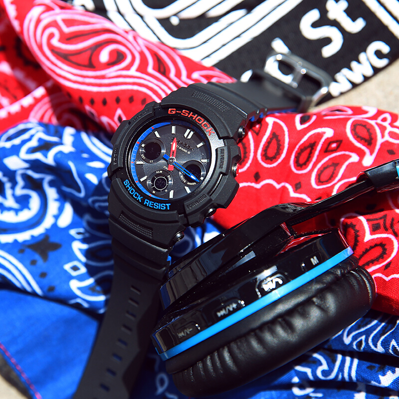 CASIO G-SHOCK นาฬิกาข้อมือ นาฬิกากันน้ำ นาฬิกาของแท้ ประกันศูนย์ CMG 1 ปี รุ่น AWG-M100SLT-1A นาฬิกาสีดำ