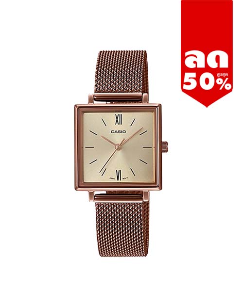 CASIO MID YEAR SALE นาฬิกาคาสิโอ พร้อมส่ง นาฬิกาข้อมือ นาฬิกากันน้ำ นาฬิกาของแท้ BTS ประกันศูนย์ CMG 1 ปี รุ่น LTP-E155MR-9B นาฬิกาสีน้ำตาล