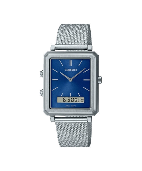 CASIO นาฬิกาคาสิโอ นาฬิกาข้อมือ นาฬิกากันน้ำ นาฬิกาของแท้ ประกันศูนย์ CMG 1 ปี รุ่น MTP-B205M-2E นาฬิกาสีเงิน