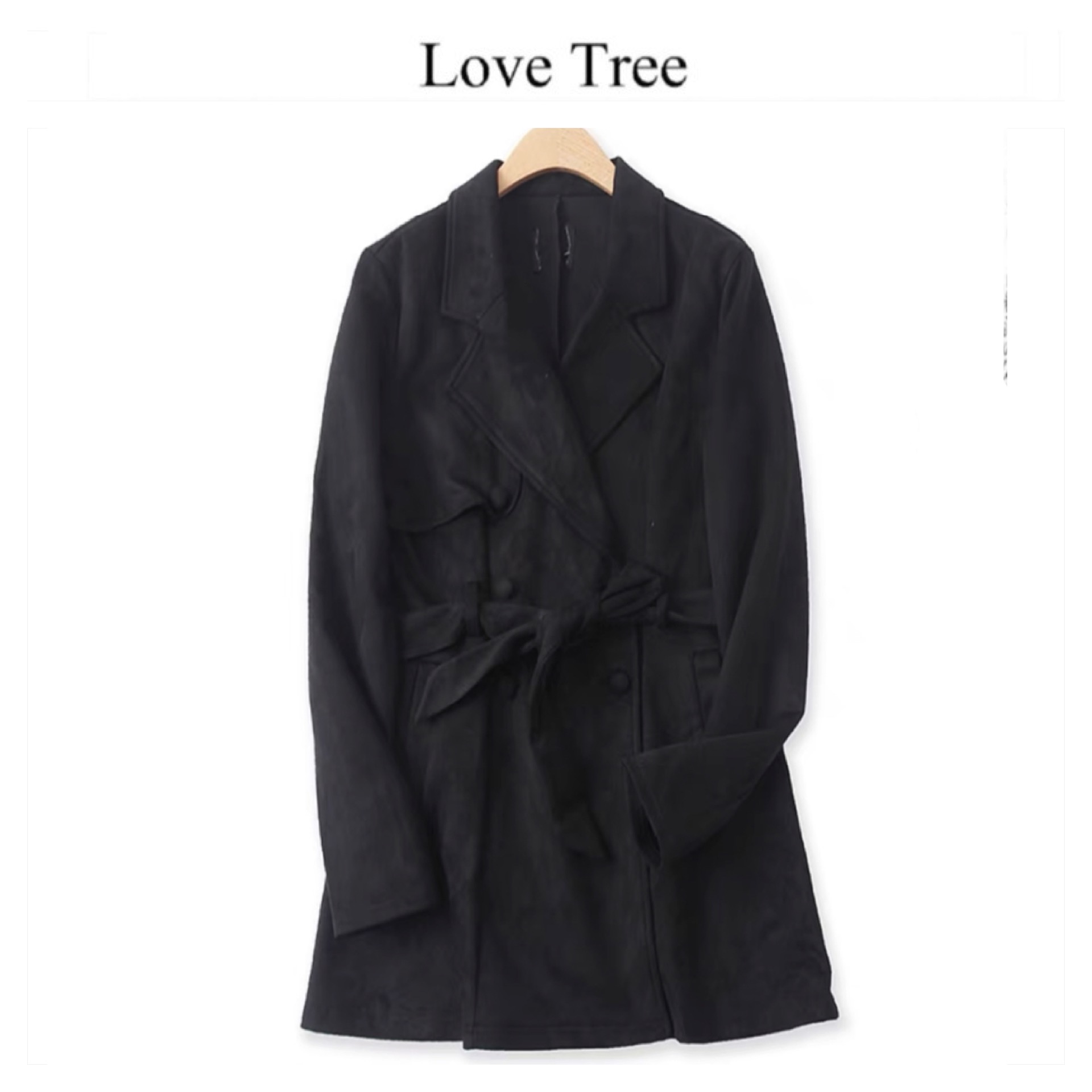 เสื้อโค้ท เสื้อคลุมหนังกลับ โค้ทหนังกลับ โค้ทวูล สีคาเมล แบรนด์ LOVE TREE