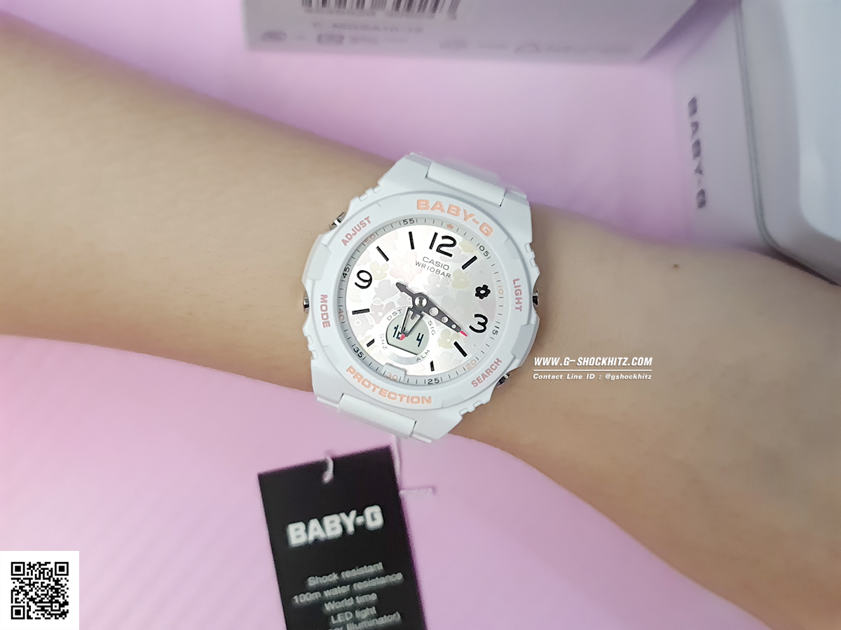 CASIO BABY-G นาฬิกาข้อมือ นาฬิกากันน้ำ นาฬิกาของแท้ ประกันศูนย์ CMG 1 ปี รุ่น BGA-260FL-7A นาฬิกาสีขาว