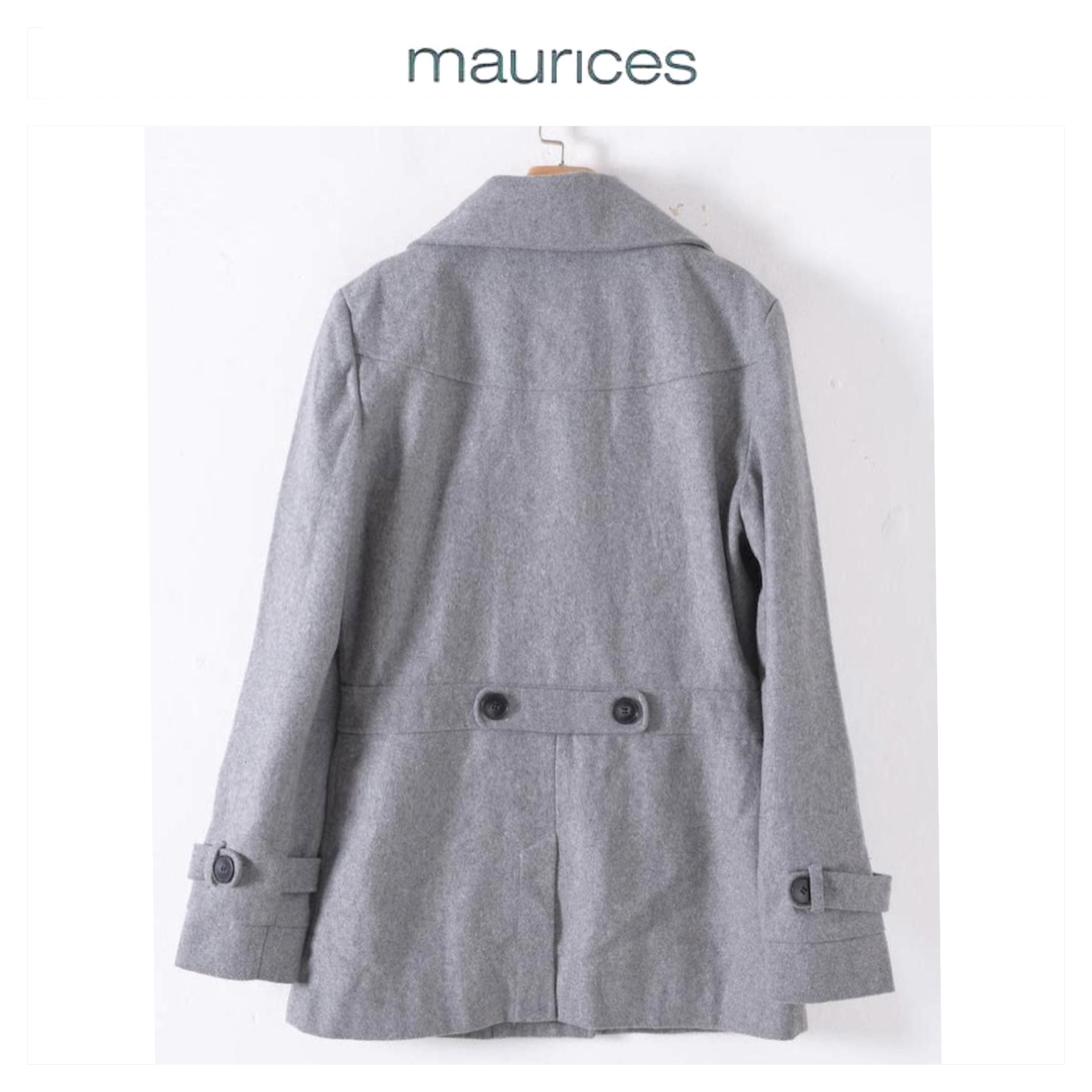 เสื้อโค้ท เสื้อกันหนาว เนื้อผ้าสักหลาดวูล Peacoat สีเทา แต่งกระดุมสองแถว แบรนด์ MAURICES