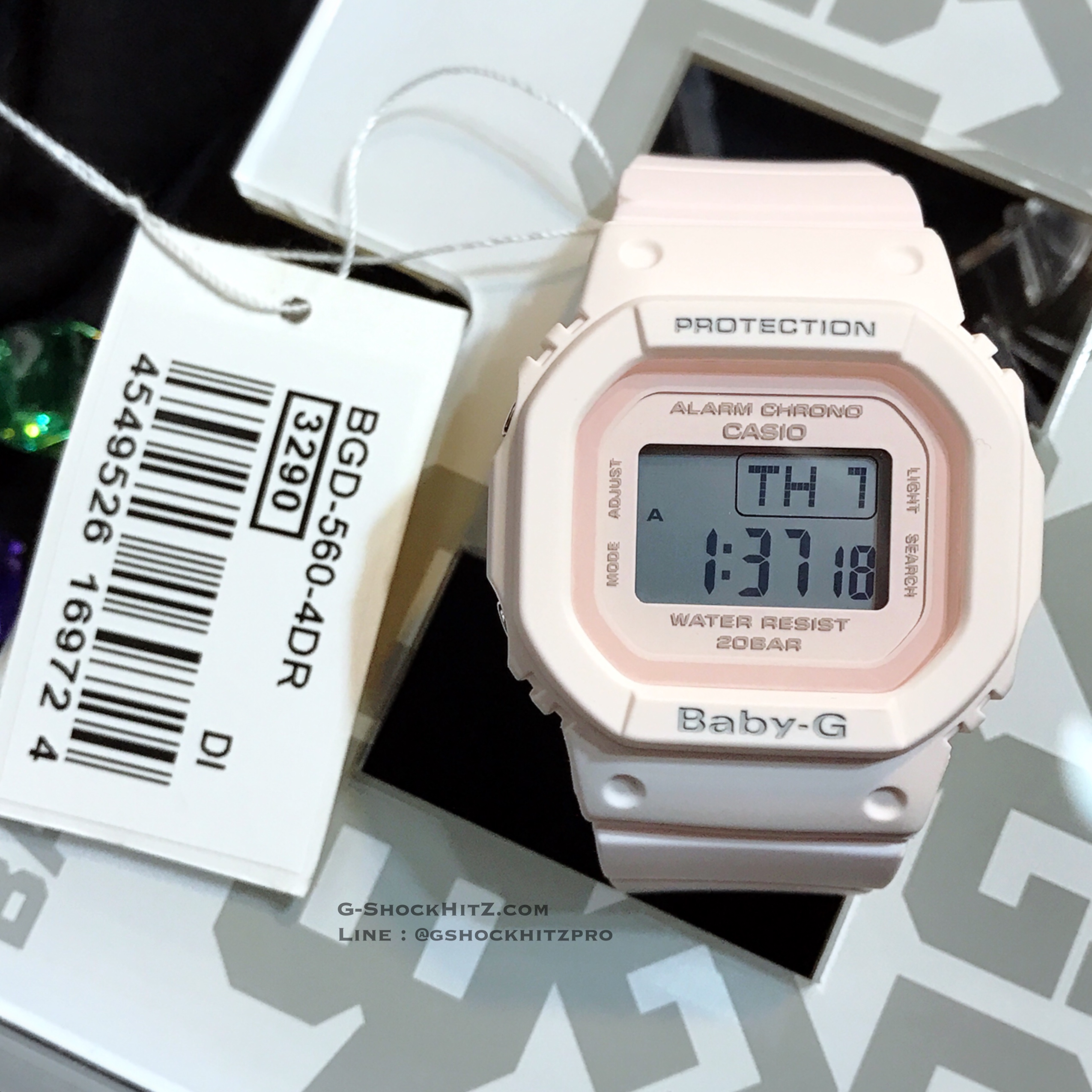 CASIO BABY-G นาฬิกาข้อมือ นาฬิกากันน้ำ นาฬิกาของแท้ ประกันศูนย์ CMG 1 ปี รุ่น BGD-560-4 นาฬิกาสีชมพู