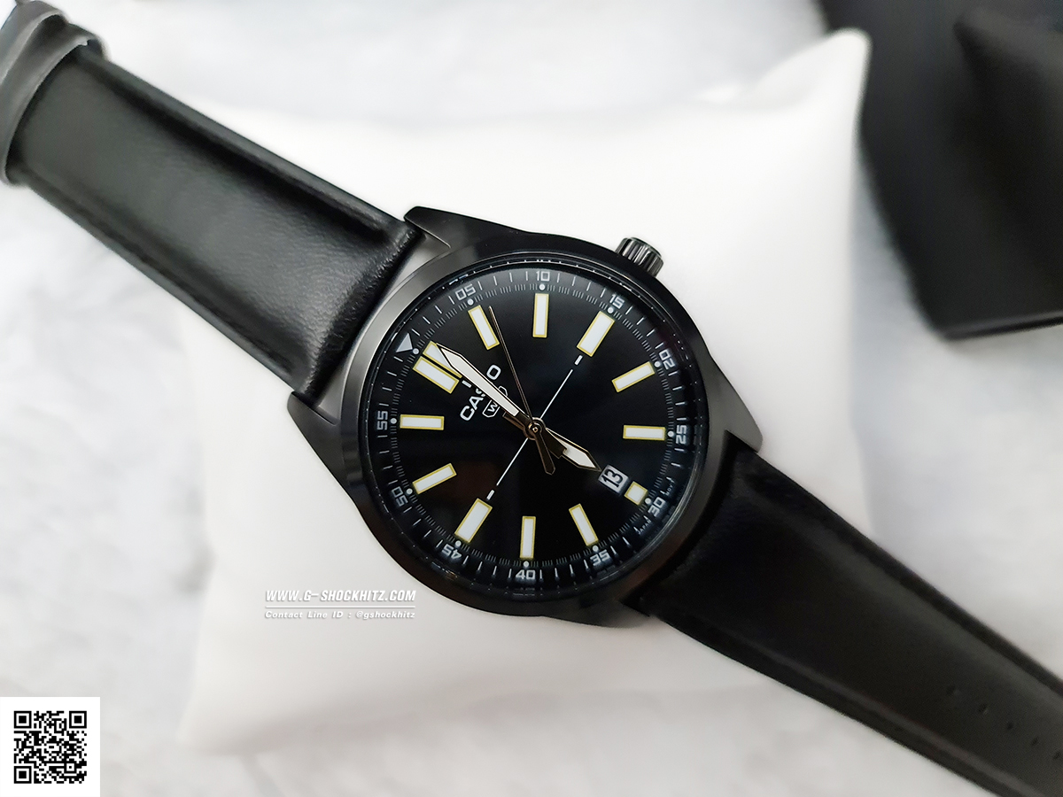 CASIO MID YEAR SALE นาฬิกาคาสิโอ พร้อมส่ง นาฬิกาข้อมือ นาฬิกากันน้ำ นาฬิกาของแท้ BTS ประกันศูนย์ CMG 1 ปี รุ่น MTP-VD02BL-1E นาฬิกาสีดำ
