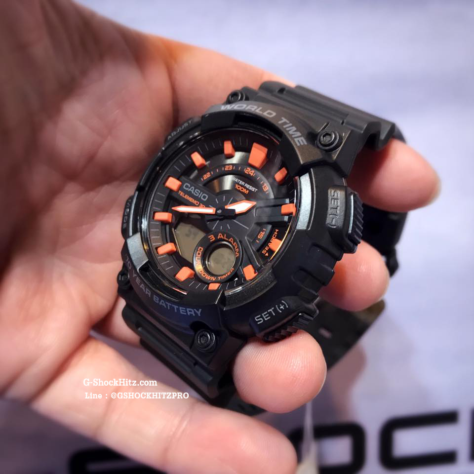 CASIO นาฬิกาคาสิโอ นาฬิกาข้อมือ นาฬิกากันน้ำ นาฬิกาของแท้ ประกันศูนย์ CMG 1 ปี รุ่น AEQ-110W-1A2 นาฬิกาสีดำ