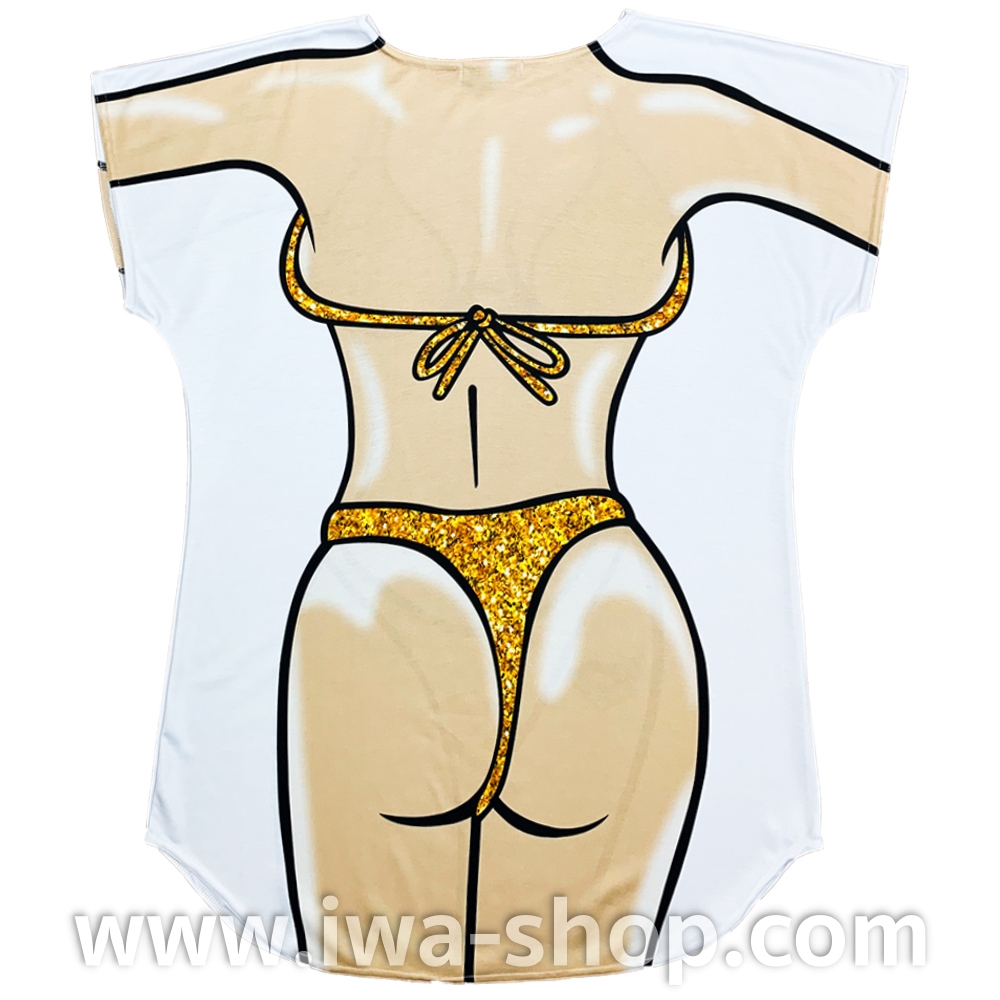 กราฟฟิกเหลือง เสื้อยืดลายบิกินี่ เสื้อสกรีนลายบิกินี่ เสื้อลายชุดว่ายน้ำ เสื้อฮาๆ พิมพ์ลายเซ็กซี่ ชุดเดรสลายบิกินี่ ชุดไปทะเล