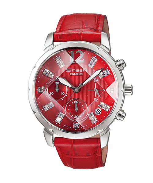 CASIO SHEEN นาฬิกาข้อมือ นาฬิกากันน้ำ นาฬิกาของแท้ ประกันศูนย์ CMG 1 ปี รุ่น SHN-5010L-4ADR นาฬิกาสีแดง