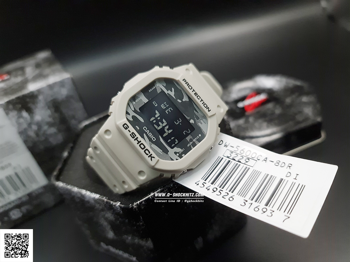 CASIO G-SHOCK นาฬิกาข้อมือ นาฬิกากันน้ำ นาฬิกาของแท้ ประกันศูนย์ CMG 1 ปี รุ่น DW-5600CA-8 นาฬิกาสีเทา