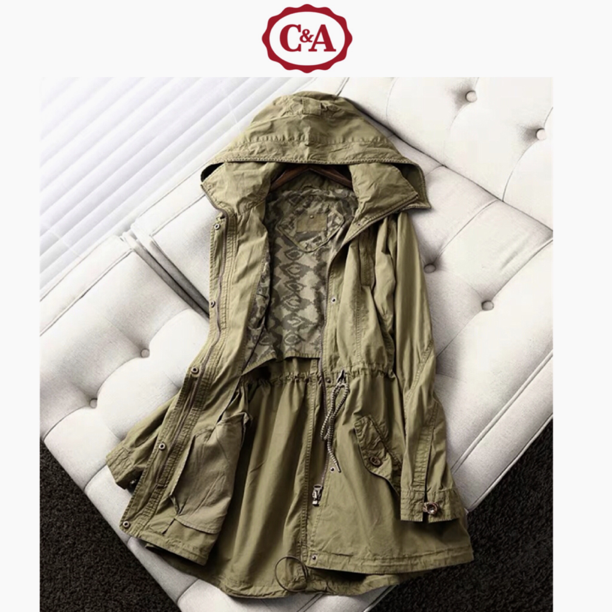 Outerwear Yessica by C&A เสื้อฮู้ดทหาร เสื้อทหาร สีเขียว หมวกฮู้ด เสื้อปาร์กา เสื้อนอก แบรนด์ Outerwear Yessica by C&Aงานสวย เท่ห์มาก คะ Size S/M/L/XL เขียวทหาร