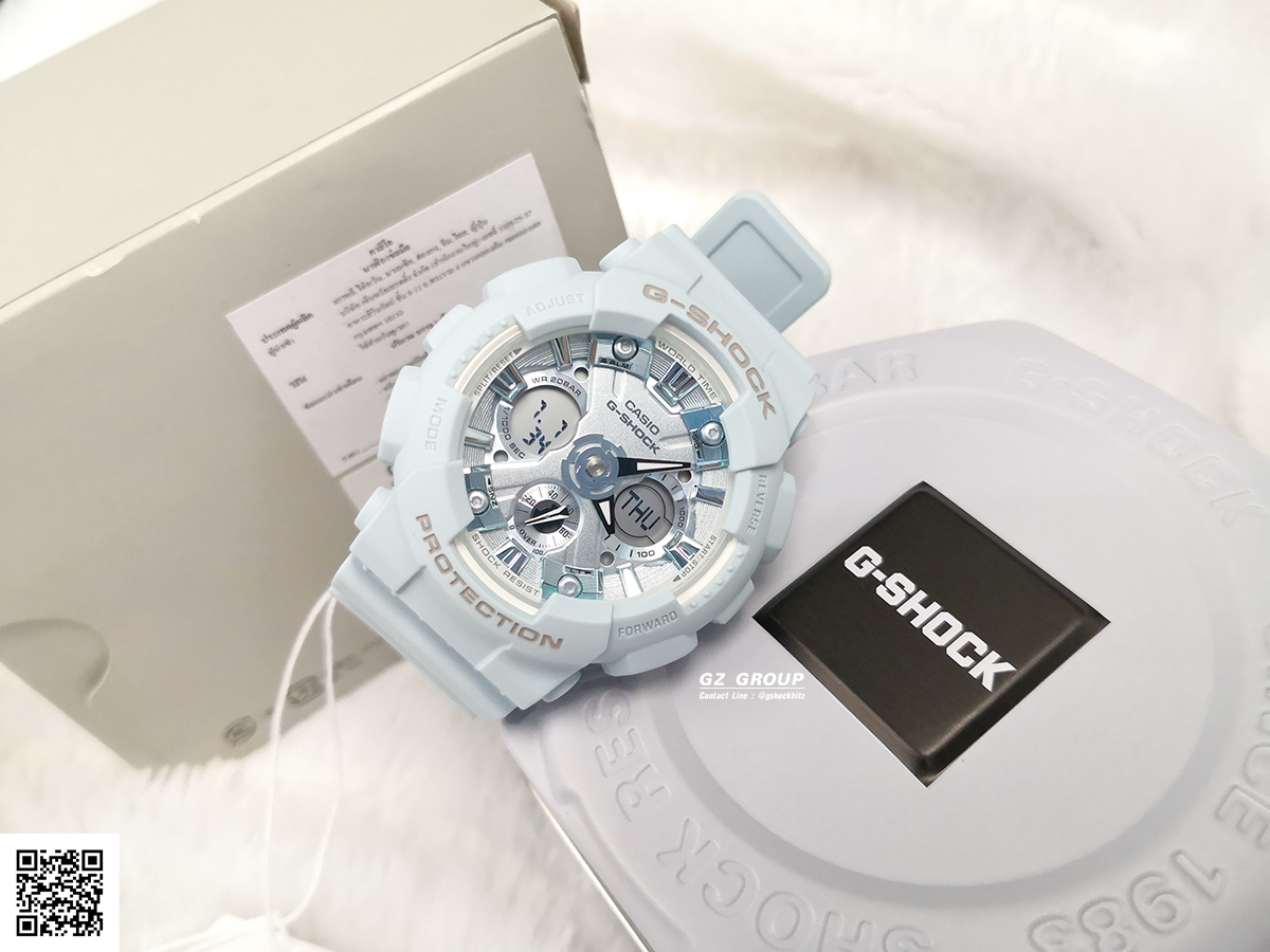 CASIO G-SHOCK นาฬิกาข้อมือ นาฬิกากันน้ำ นาฬิกาของแท้ ประกันศูนย์ CMG 1 ปี รุ่น GMA-S120DP-2A นาฬิกาสีฟ้้้า