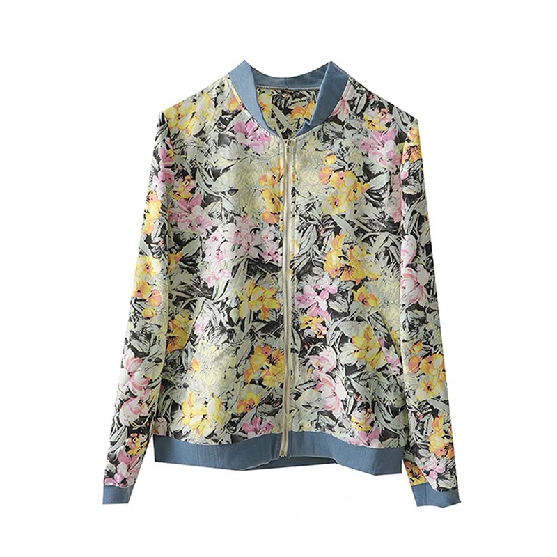 เสื้อแจ็คเก็ต เสื้อคลุม ลายดอก ปลายแขนจั๊ม สำเนา ลายดอก
