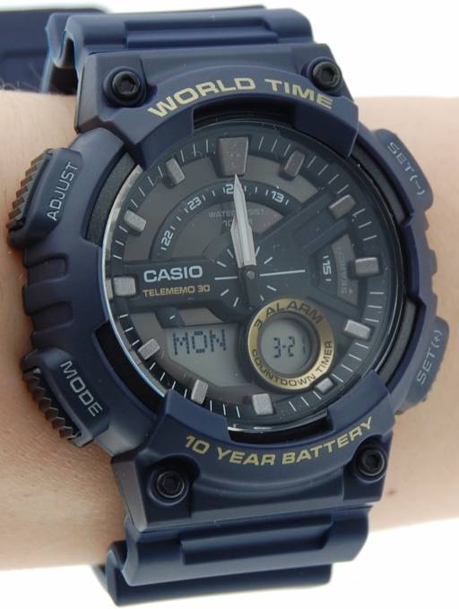 CASIO นาฬิกาคาสิโอ นาฬิกาข้อมือ นาฬิกากันน้ำ นาฬิกาของแท้ ประกันศูนย์ CMG 1 ปี รุ่น AEQ-110W-2A นาฬิกาสีกรม