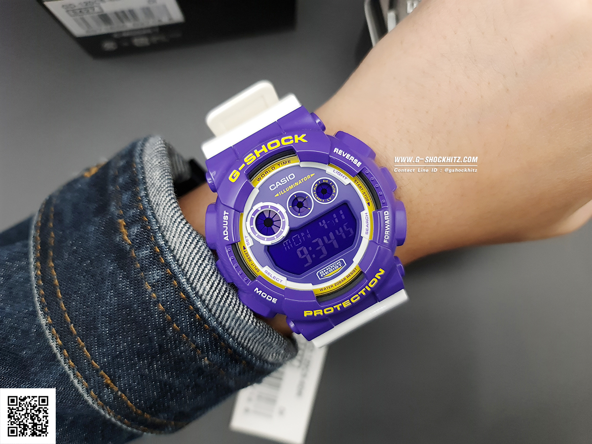 CASIO MID YEAR SALE G-SHOCK พร้อมส่ง นาฬิกาข้อมือ นาฬิกากันน้ำ นาฬิกาของแท้ ประกันศูนย์ CMG 1 ปี รุ่น GD-120CS-6 นาฬิกาสีม่วง