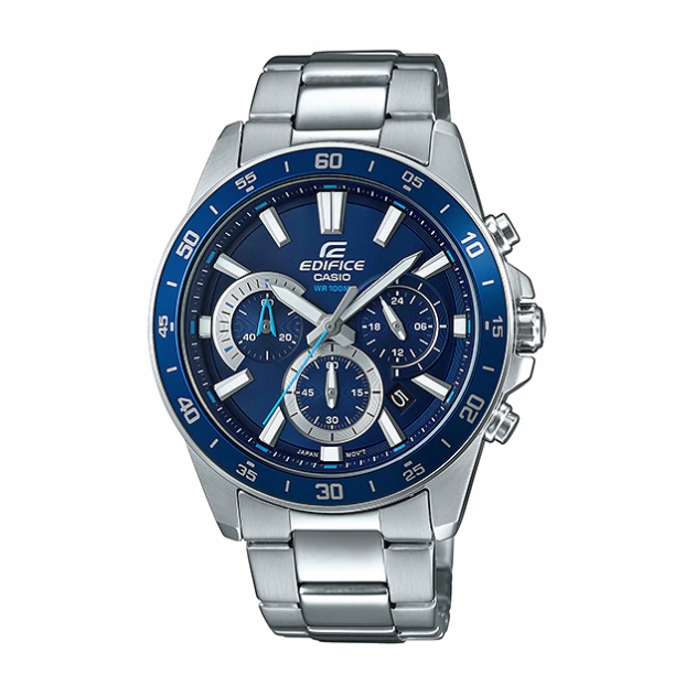 CASIO EDIFICE นาฬิกาข้อมือ นาฬิกากันน้ำ นาฬิกาของแท้ ประกันศูนย์ CMG 1 ปี รุ่น EFV-570D-2A นาฬิกาสีเงิน