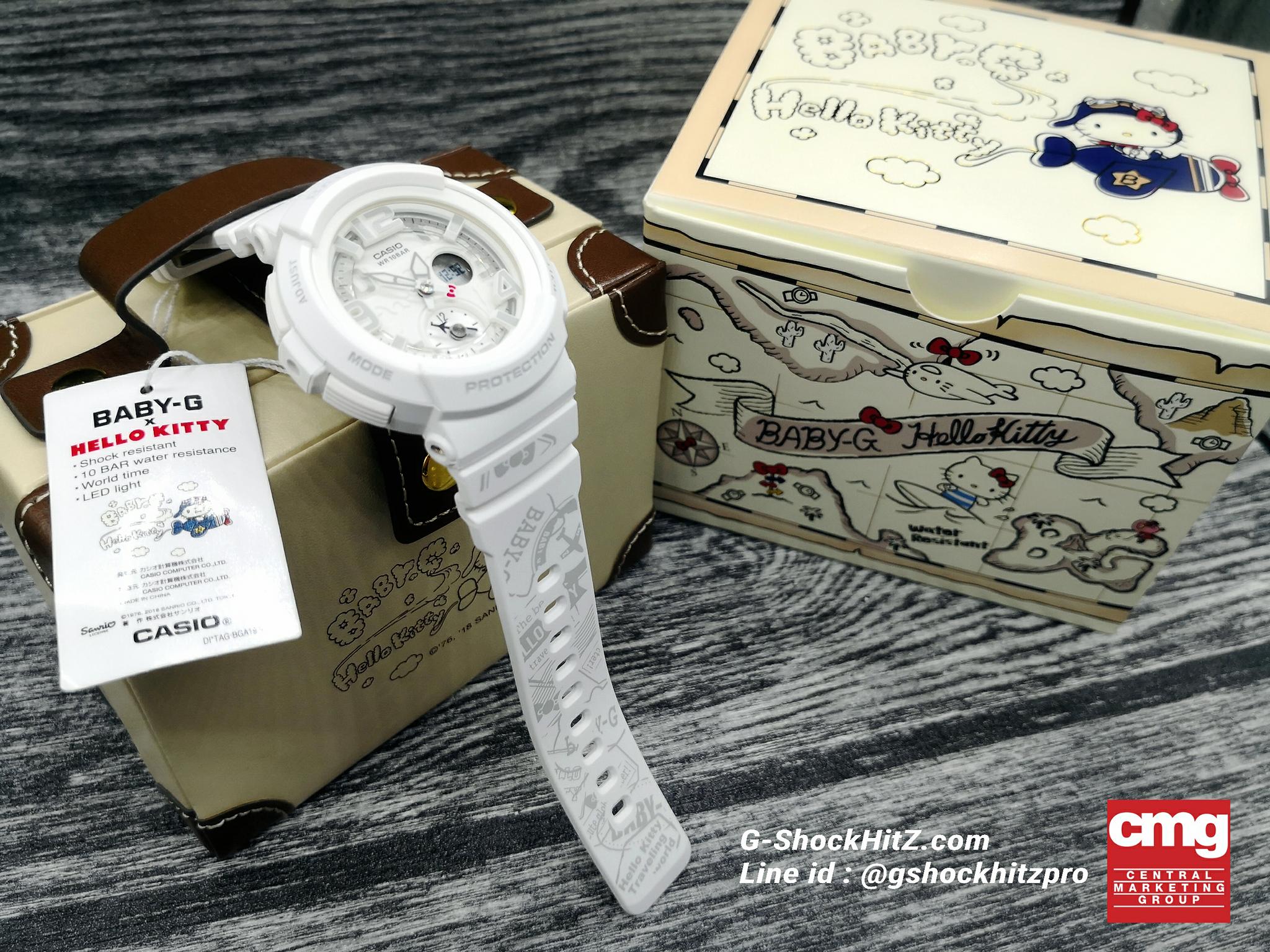 CASIO BABY-G นาฬิกาข้อมือ นาฬิกากันน้ำ นาฬิกาของแท้ ประกันศูนย์ CMG 1 ปี รุ่น BGA-190KT-7B นาฬิกาสีขาว