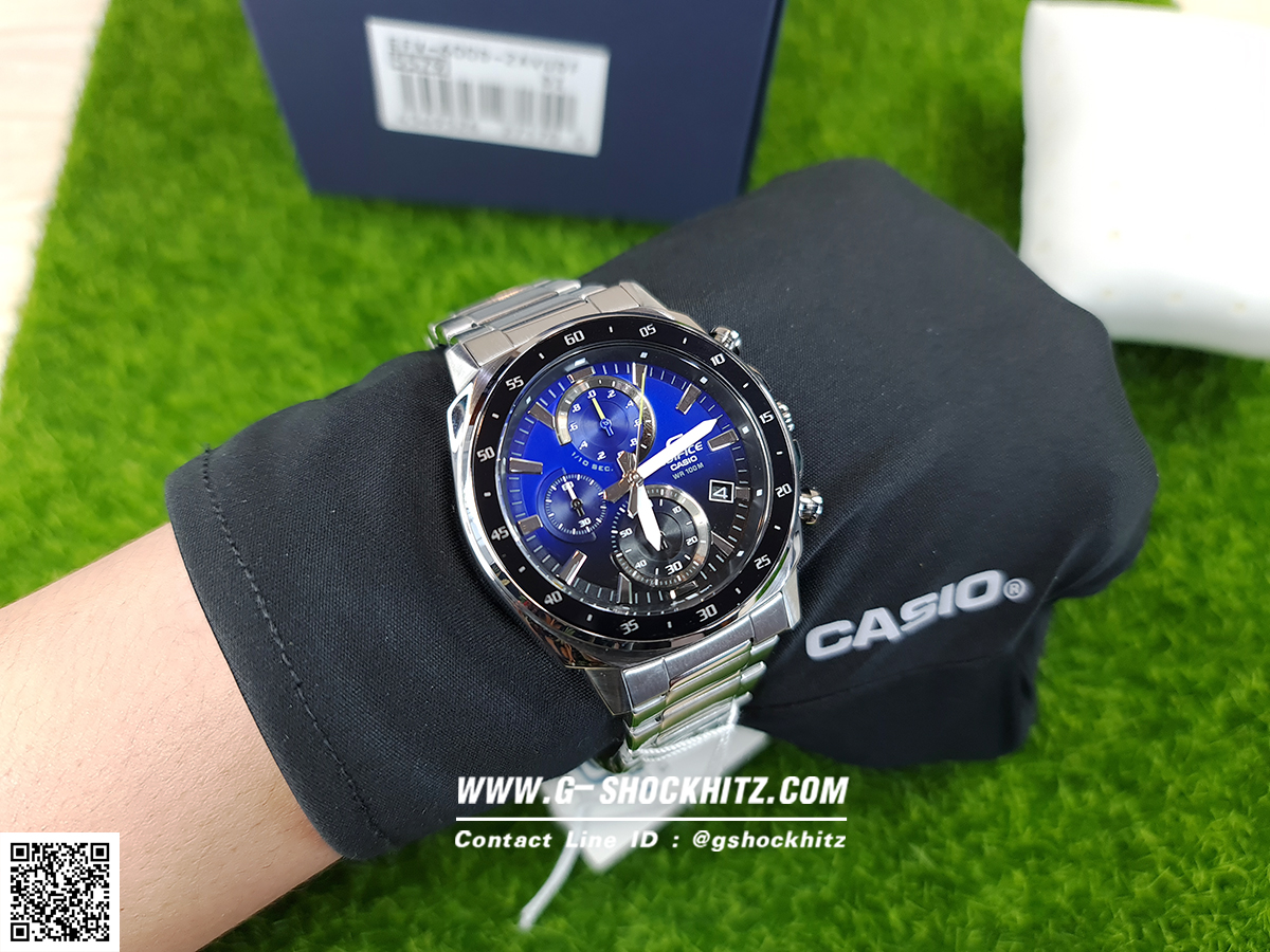 CASIO EDIFICE นาฬิกาข้อมือ นาฬิกากันน้ำ นาฬิกาของแท้ ประกันศูนย์ CMG 1 ปี รุ่น EFV-600D-2A นาฬิกาสีเงิน